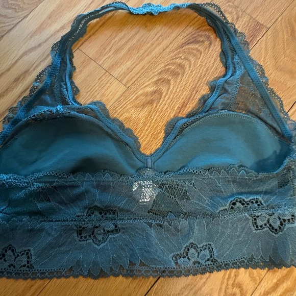 Aerie Blue Lace Triangle bralette halter top - Picture 2 of 3
